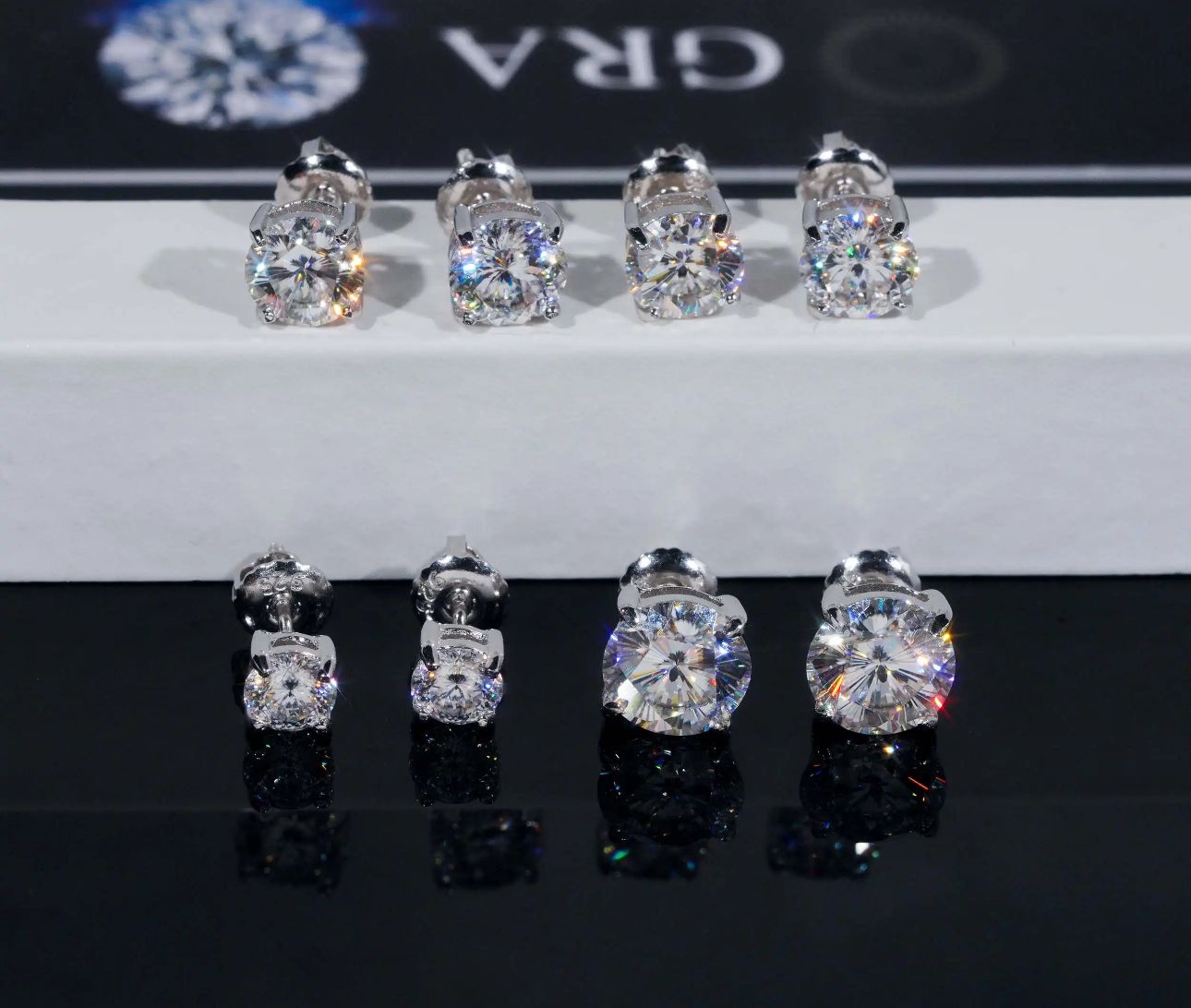 Sterling Silver Moissanite Earrings Hypoallergenic, Round Cut D Color VVS1 Lab Created 1.0ct