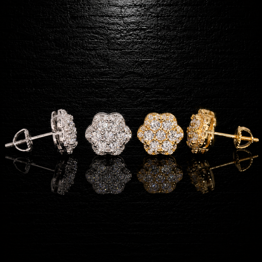 8.6MM Moissanite Flower Earrings VVS1 • 925 Sterling Silver