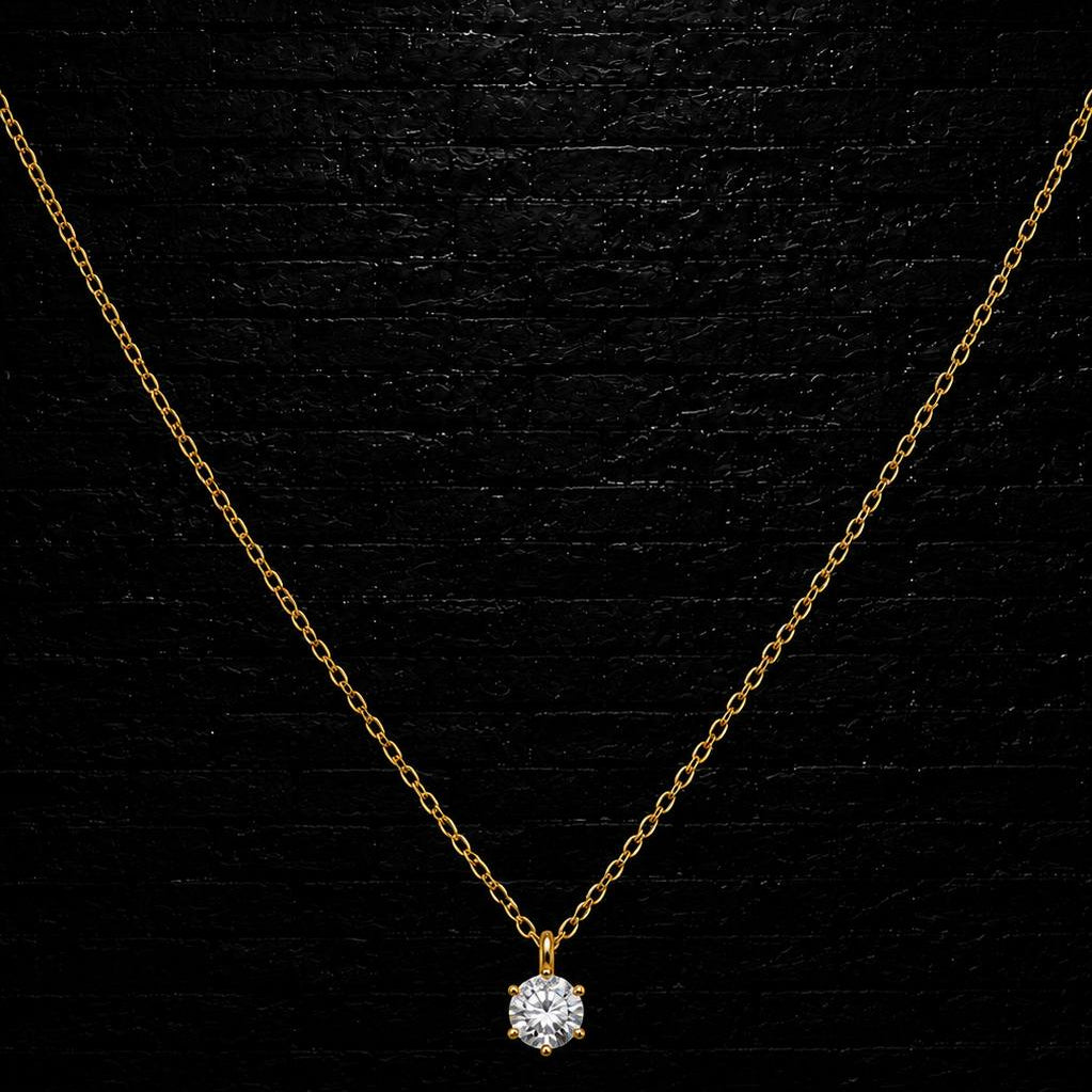 Solitaire Brilliance Necklace | VVS1 Moissanite | 925 Sterling Silver 14k Gold plating