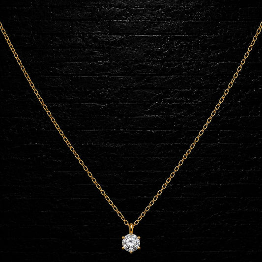 Solitaire Brilliance Necklace | VVS1 Moissanite | 925 Sterling Silver 14k Gold plating