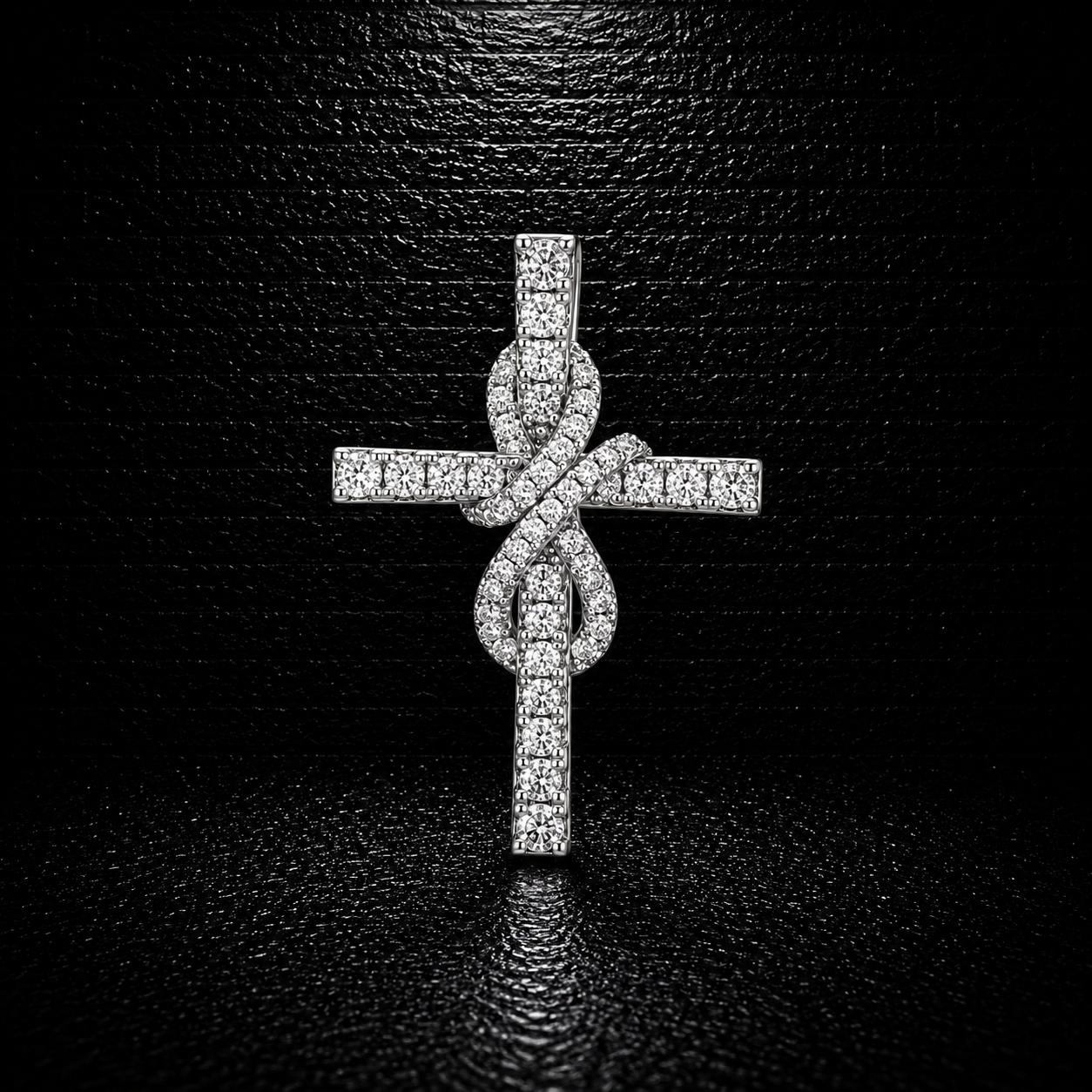 925 Sterling Silver Cross2 Moissanite Pendant – D Color VVS1