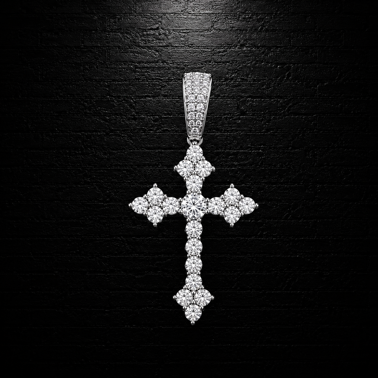 925 Sterling Silver Cross Moissanite Pendant – D Color VVS1
