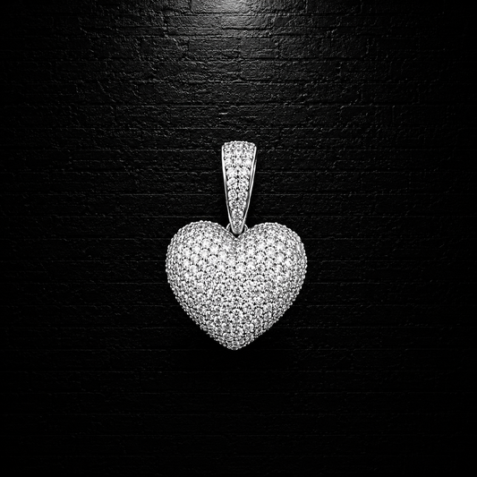 925 Sterling Silver Heart Moissanite Pendant – D Color VVS1