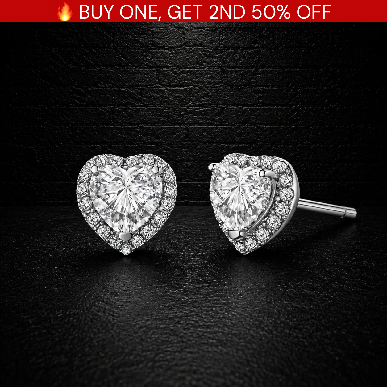 Heart Stud Earrings VVS1 • 925 Sterling Silver