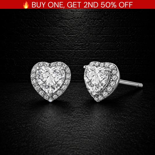 Heart Stud Earrings VVS1 • 925 Sterling Silver