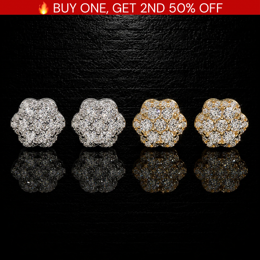 8.6MM Moissanite Flower Earrings VVS1 • 925 Sterling Silver