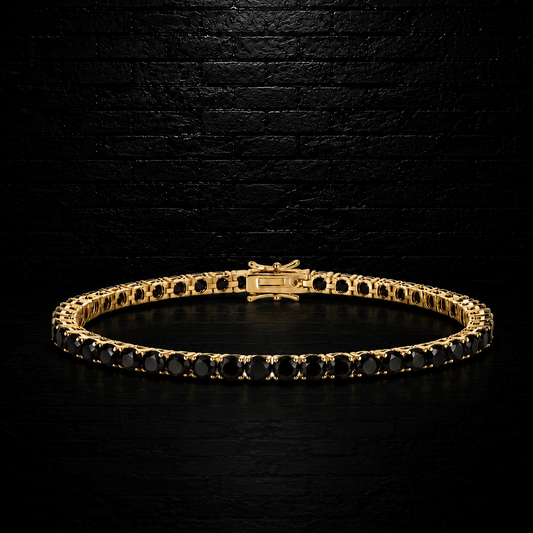 Tennis Bracelet 3mm VVS1 | Black Moissanite | 925 Sterling Silver gold plated