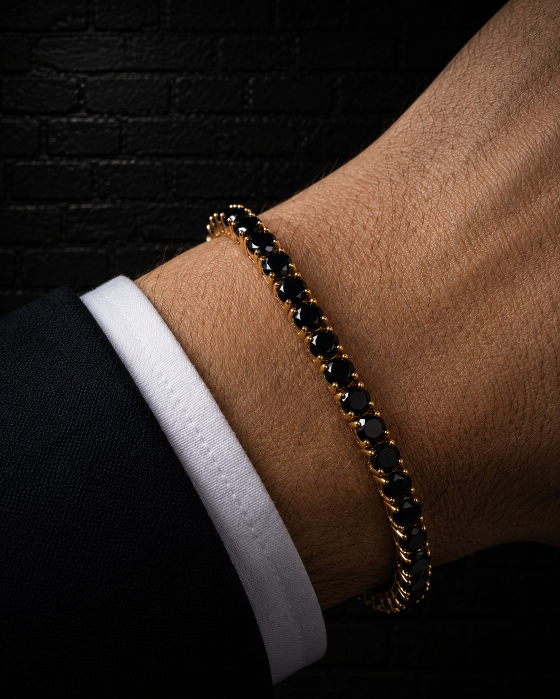 Tennis Bracelet 3mm VVS1 | Black Moissanite | 925 Sterling Silver gold plated