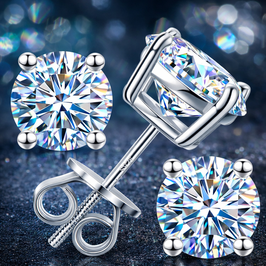 Moissanite Stud Earrings VVS1 • 925 Sterling Silver