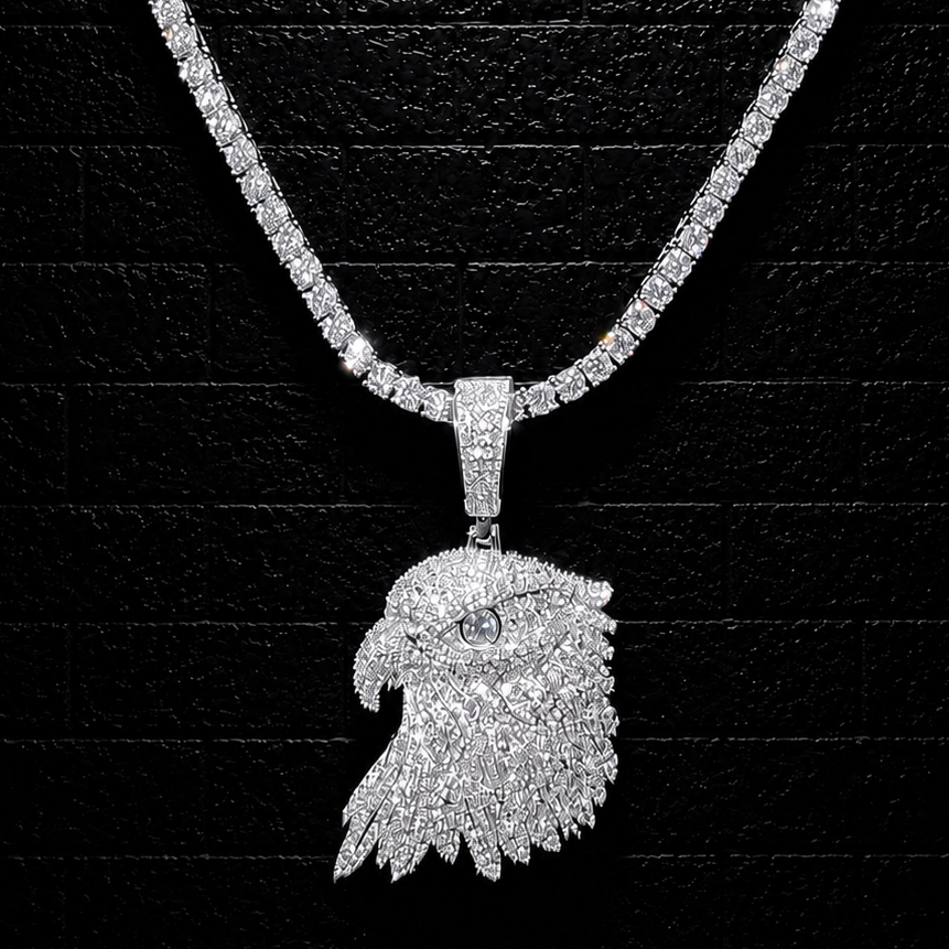 Eagle Pendant + 3mm Tennis Chain Set | 925 Sterling Silver | D Color VVS1 Moissanite