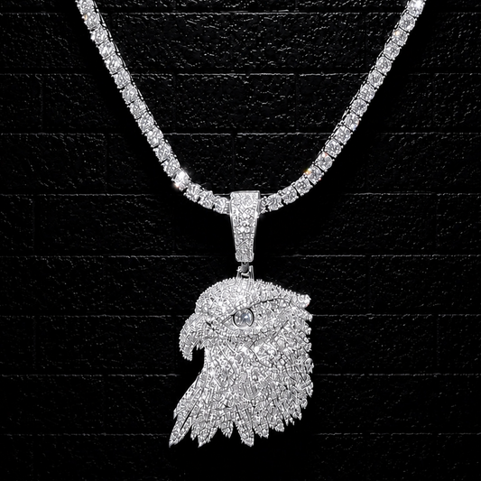 Eagle Pendant + 3mm Tennis Chain Set | 925 Sterling Silver | D Color VVS1 Moissanite