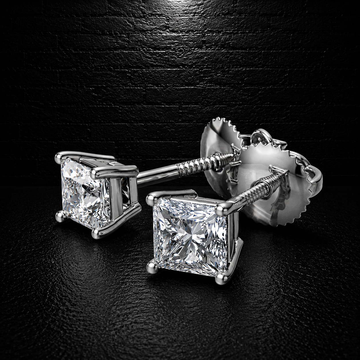 Moissanite Square Earrings VVS1 • 925 Sterling Silver