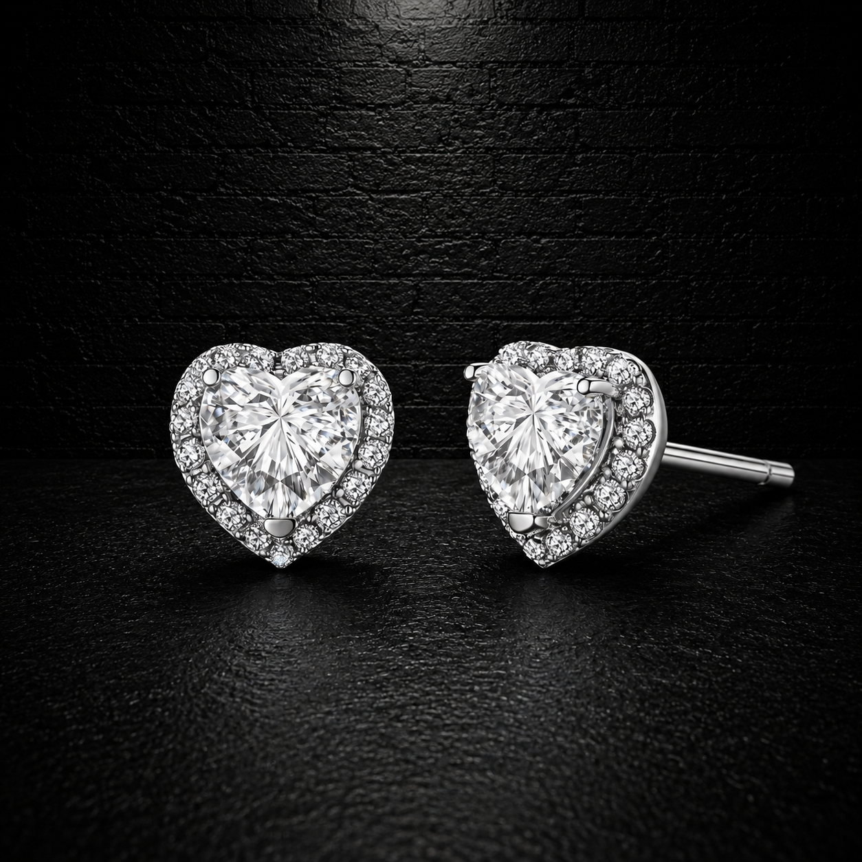 Heart Stud Earrings VVS1 • 925 Sterling Silver