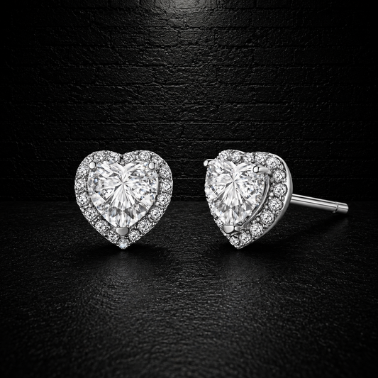 Heart Stud Earrings VVS1 • 925 Sterling Silver