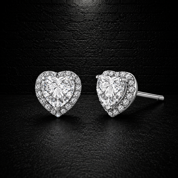 Heart Stud Earrings VVS1 • 925 Sterling Silver