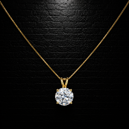 Solitarie Brilliance Necklace | VVS1 Moissanite | 925 Sterling Silver 14k Gold plating