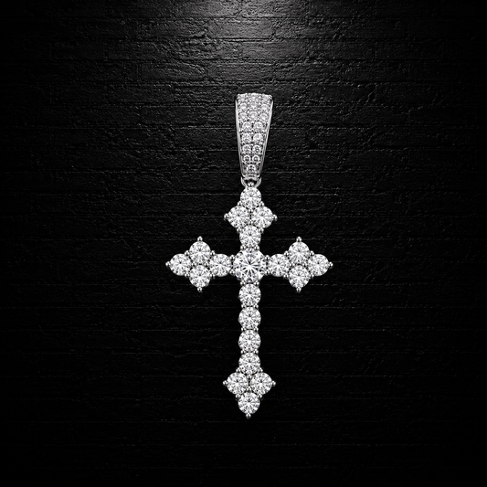 925 Sterling Silver Cross Moissanite Pendant – D Color VVS1