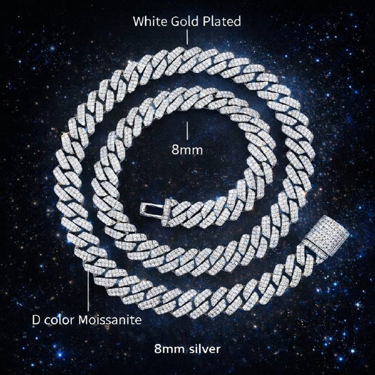 Cuban Link Chain 8mm | VVS1 Moissanite | 925 Sterling Silver
