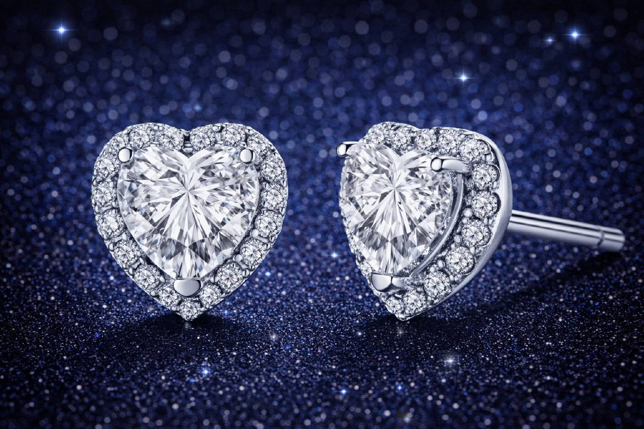Heart Stud Earrings VVS1 • 925 Sterling Silver