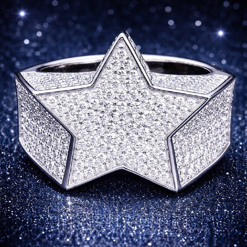 Star Moissanite Ring VVS1 • 925 Sterling Silver