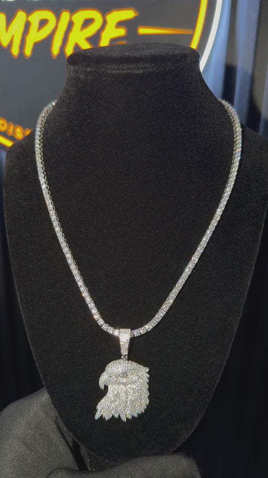 Eagle Pendant + 3mm Tennis Chain Set | 925 Sterling Silver | D Color VVS1 Moissanite