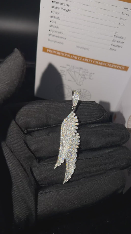 925 Sterling Silver Wing Moissanite Pendant – D Color VVS1