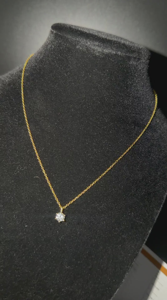 Solitaire Brilliance Necklace | VVS1 Moissanite | 925 Sterling Silver 14k Gold plating